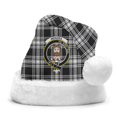 Menzies Black _ White Modern Tartan Crest Christmas Hat