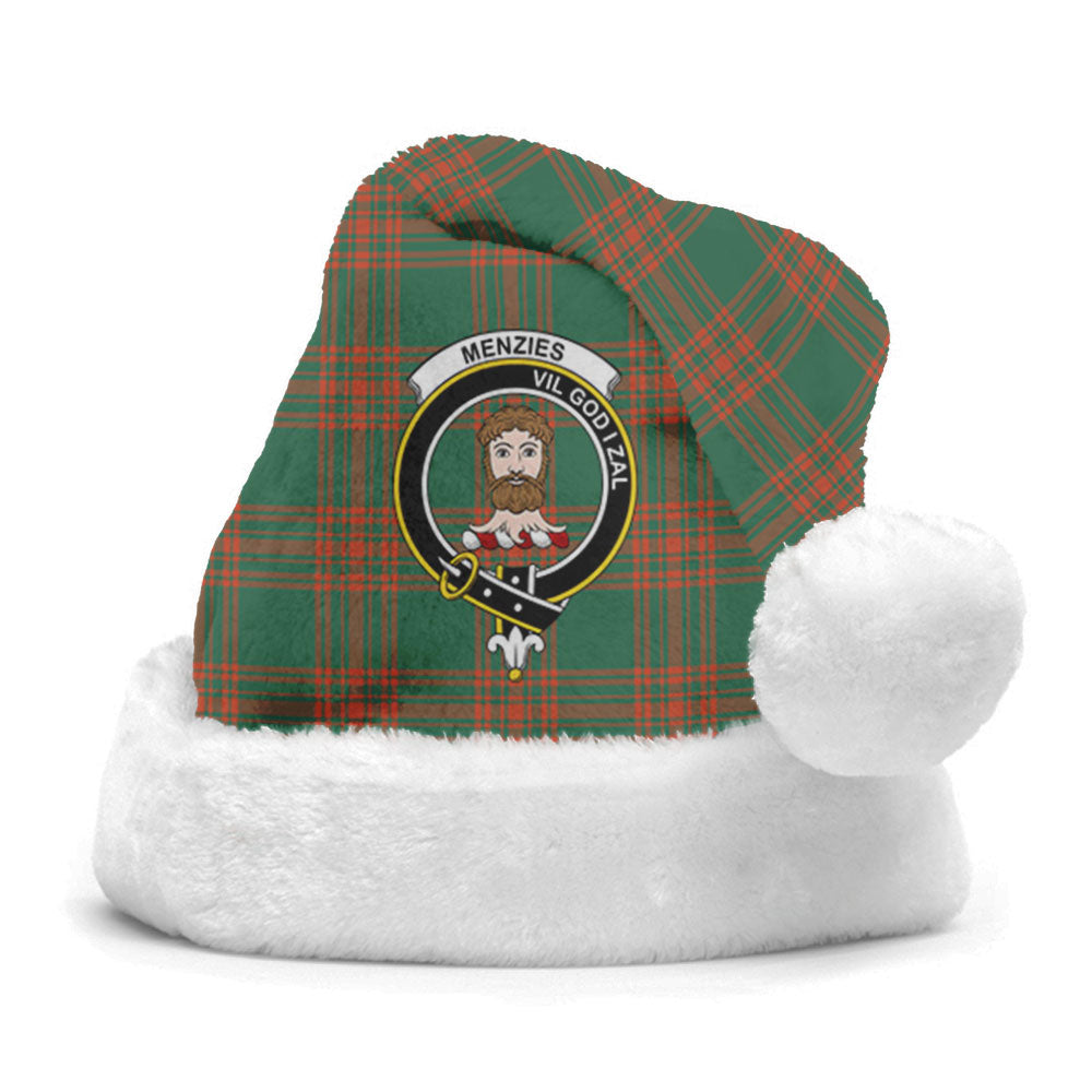 Menzies Green Ancient Tartan Crest Christmas Hat