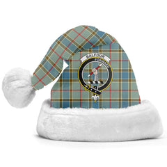 Balfour Blue Tartan Crest Christmas Hat