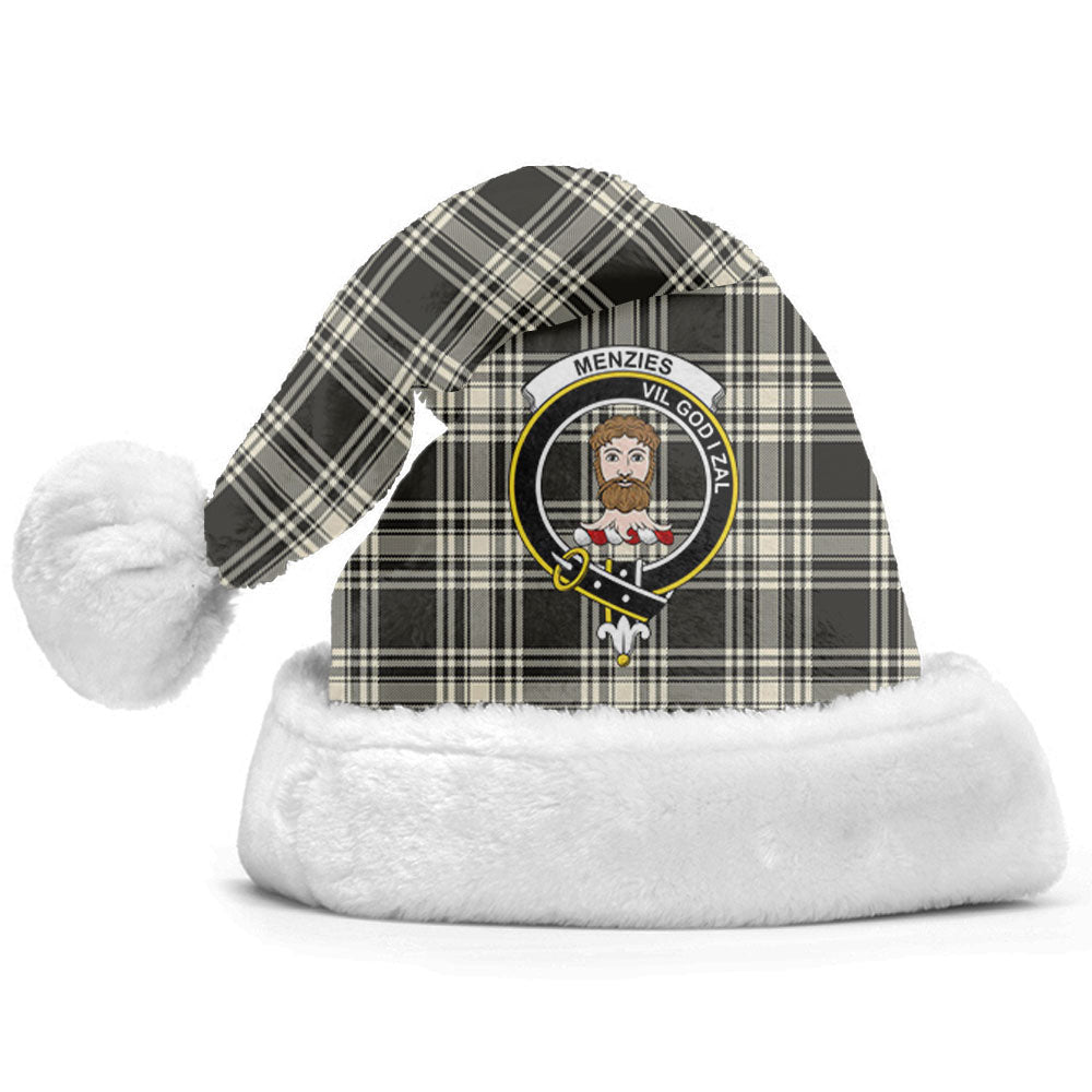 Menzies Black _ White Ancient Tartan Crest Christmas Hat