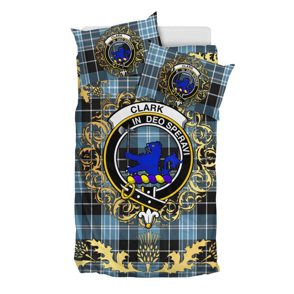 Clark (Lion) Ancient Tartan Crest Bedding Set - Golden Thistle Style