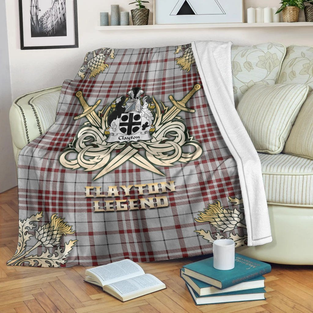 Clayton Tartan Gold Courage Symbol Blanket