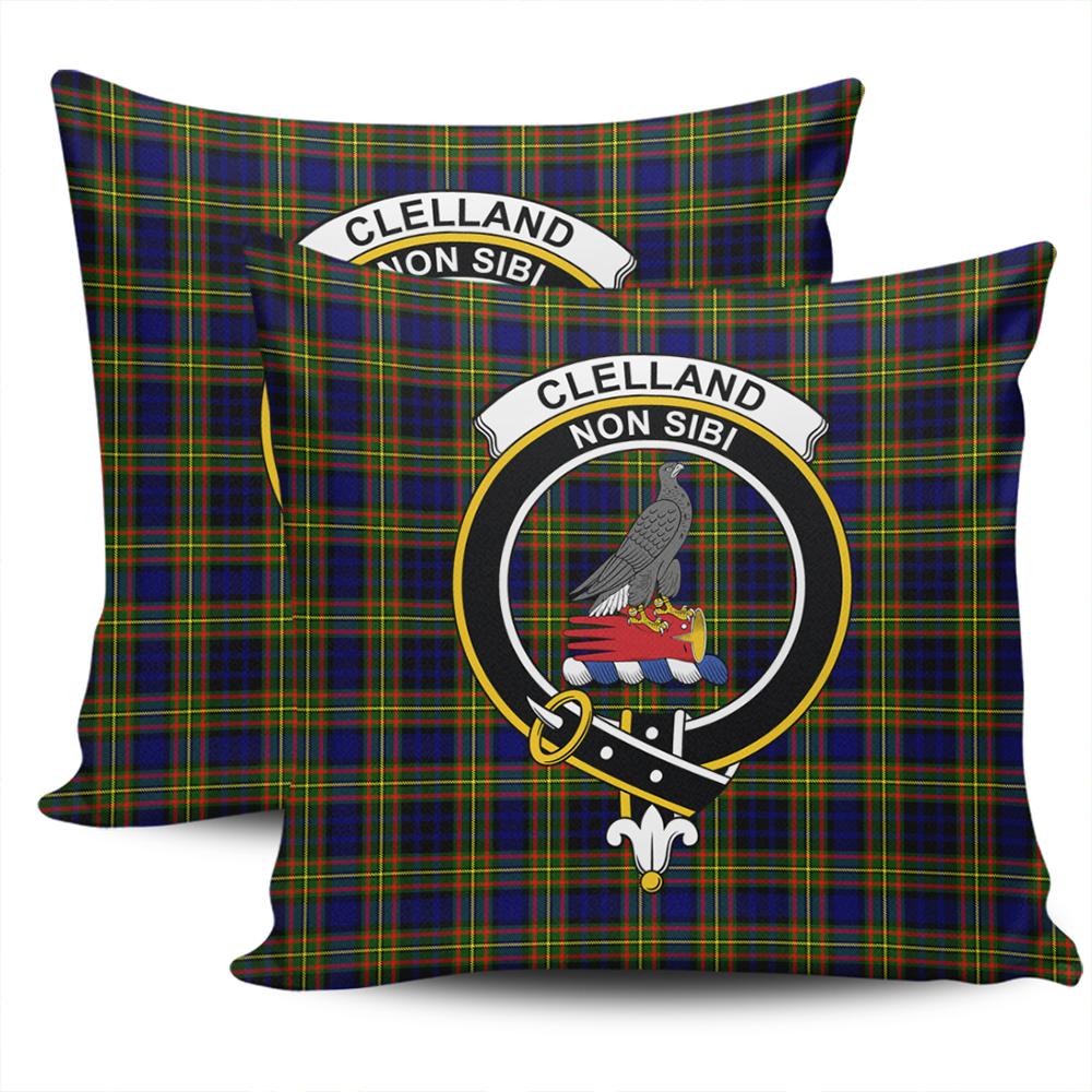 Scottish Clelland Modern Tartan Crest Pillow Cover - Tartan Cushion Cover