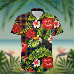 Clelland Tartan Hawaiian Shirt Hibiscus, Coconut, Parrot, Pineapple - Tropical Garden Shirt