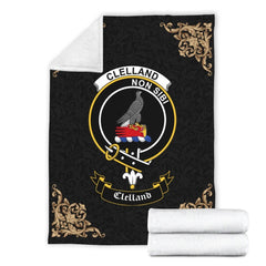 Clelland Crest Tartan Premium Blanket Black