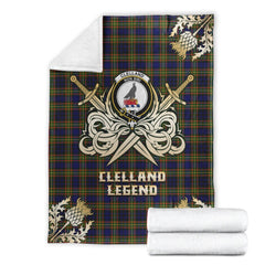 Clelland Modern Tartan Gold Courage Symbol Blanket