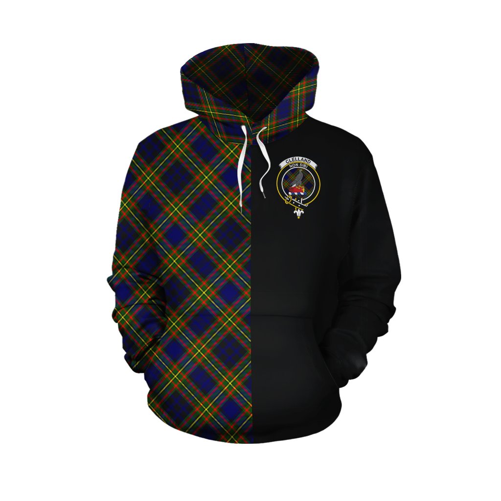 Clelland Modern Tartan Hoodie Half of Me - Cross Style