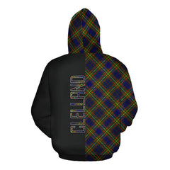 Clelland Modern Tartan Hoodie Half of Me - Cross Style