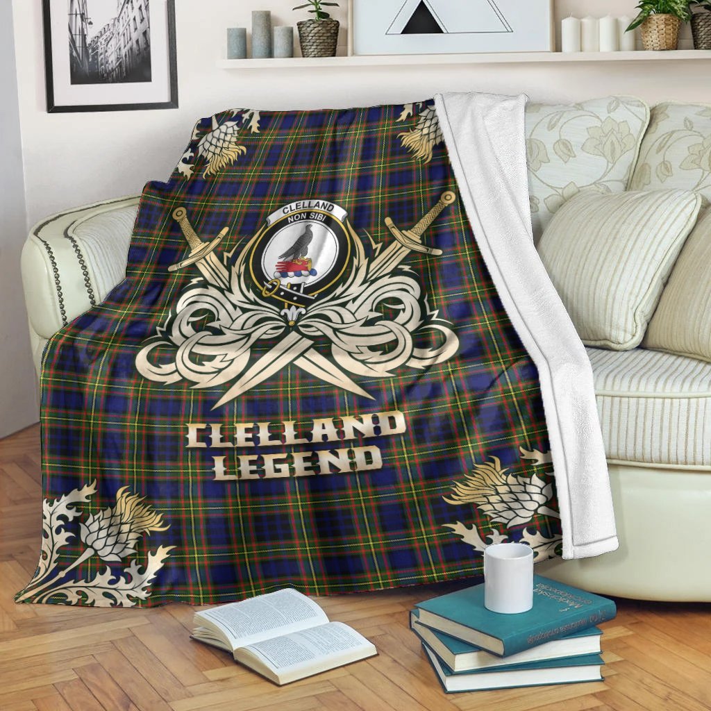 Clelland Modern Tartan Gold Courage Symbol Blanket