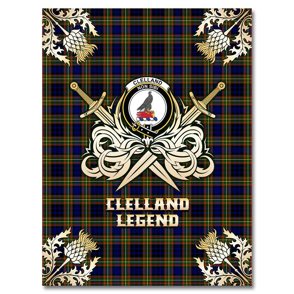 Clelland Modern Tartan Gold Courage Symbol Blanket