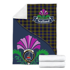 Clelland Tartan Crest Premium Blanket - Thistle Style