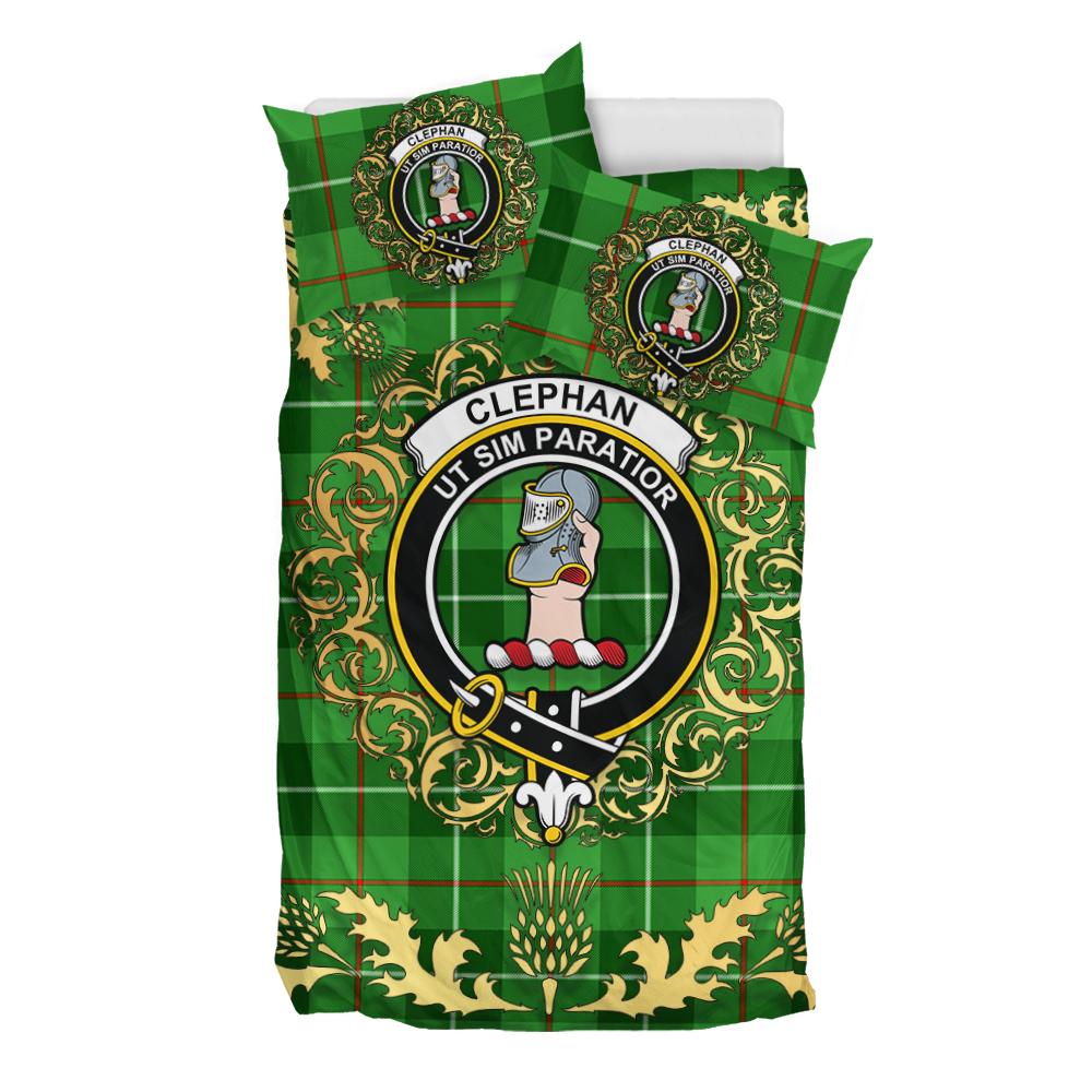 Clephan Tartan Crest Bedding Set - Golden Thistle Style