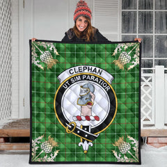 Clephan Tartan Crest Premium Quilt - Gold Thistle Style