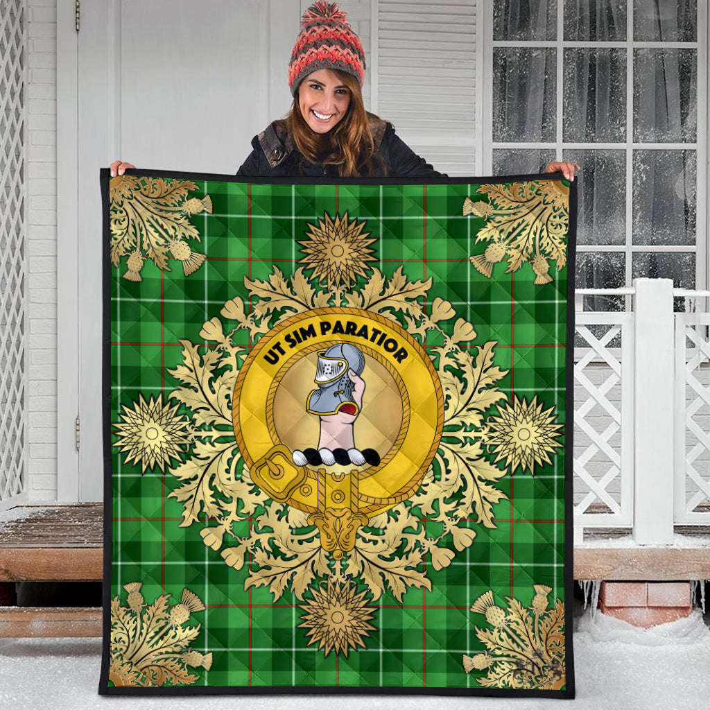 Clephan Tartan Crest Premium Quilt - Gold Thistle Style