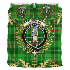 Clephan Tartan Crest Bedding Set - Golden Thistle Style