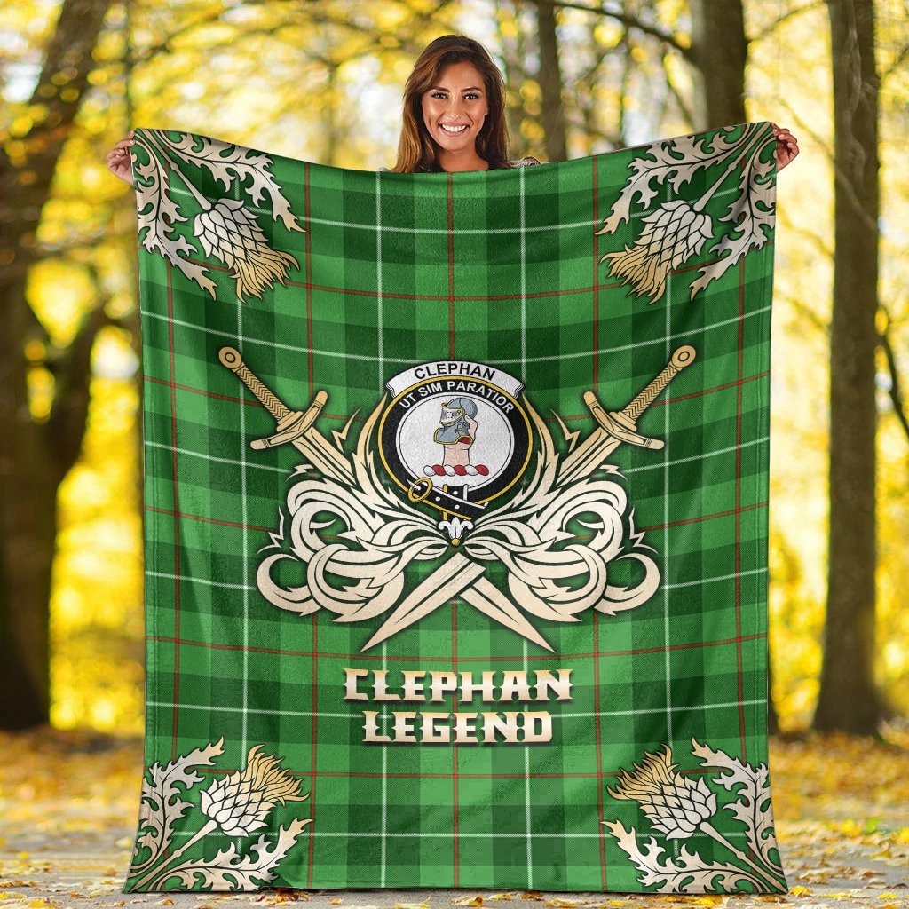 Clephan Tartan Gold Courage Symbol Blanket