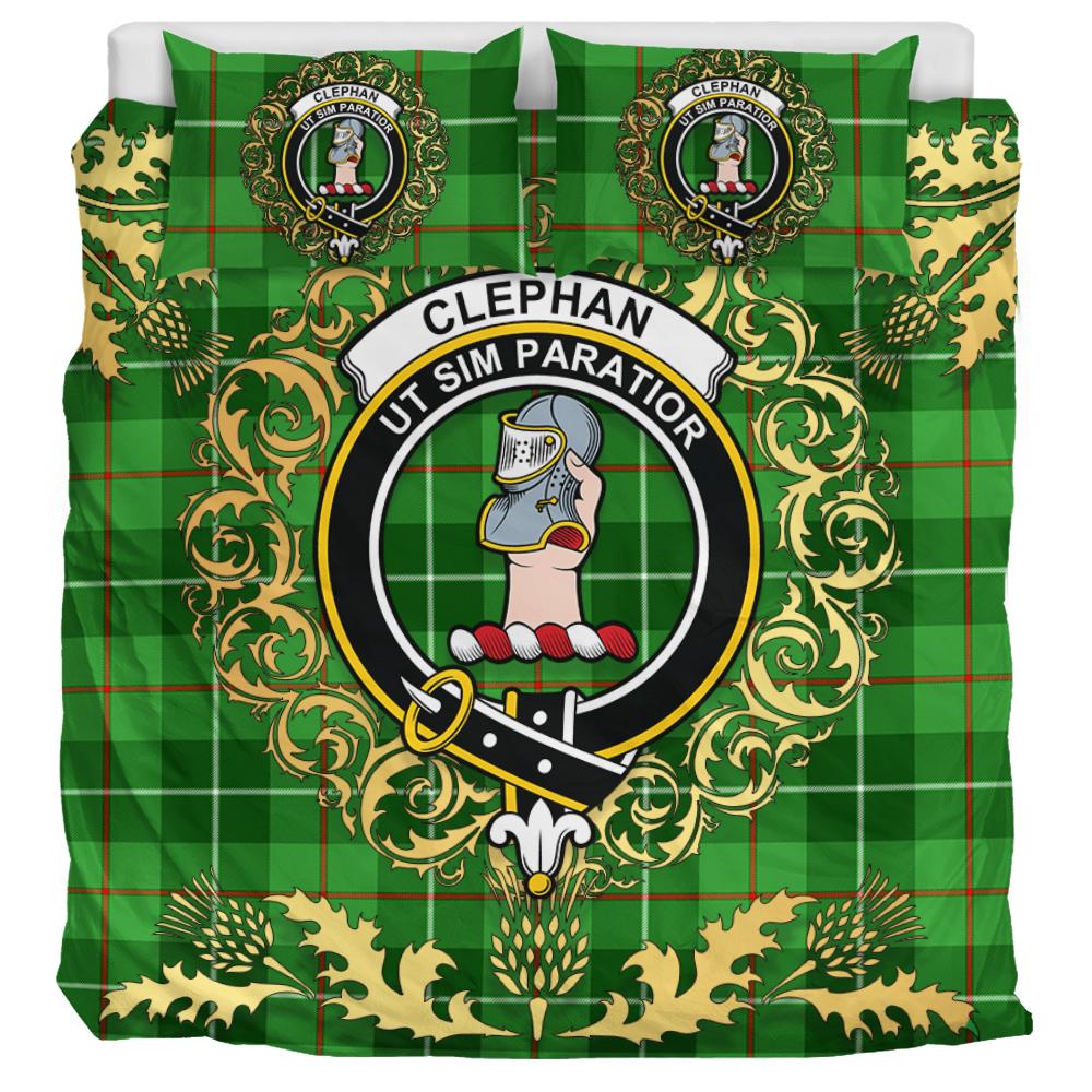 Clephan Tartan Crest Bedding Set - Golden Thistle Style