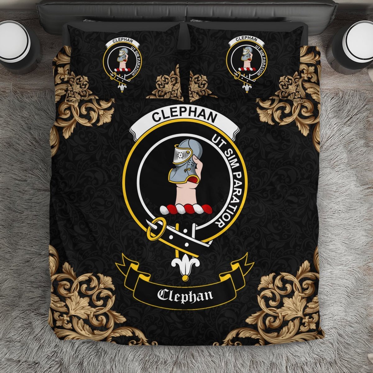 Clephan (or Clephane) Crest Black Bedding Set