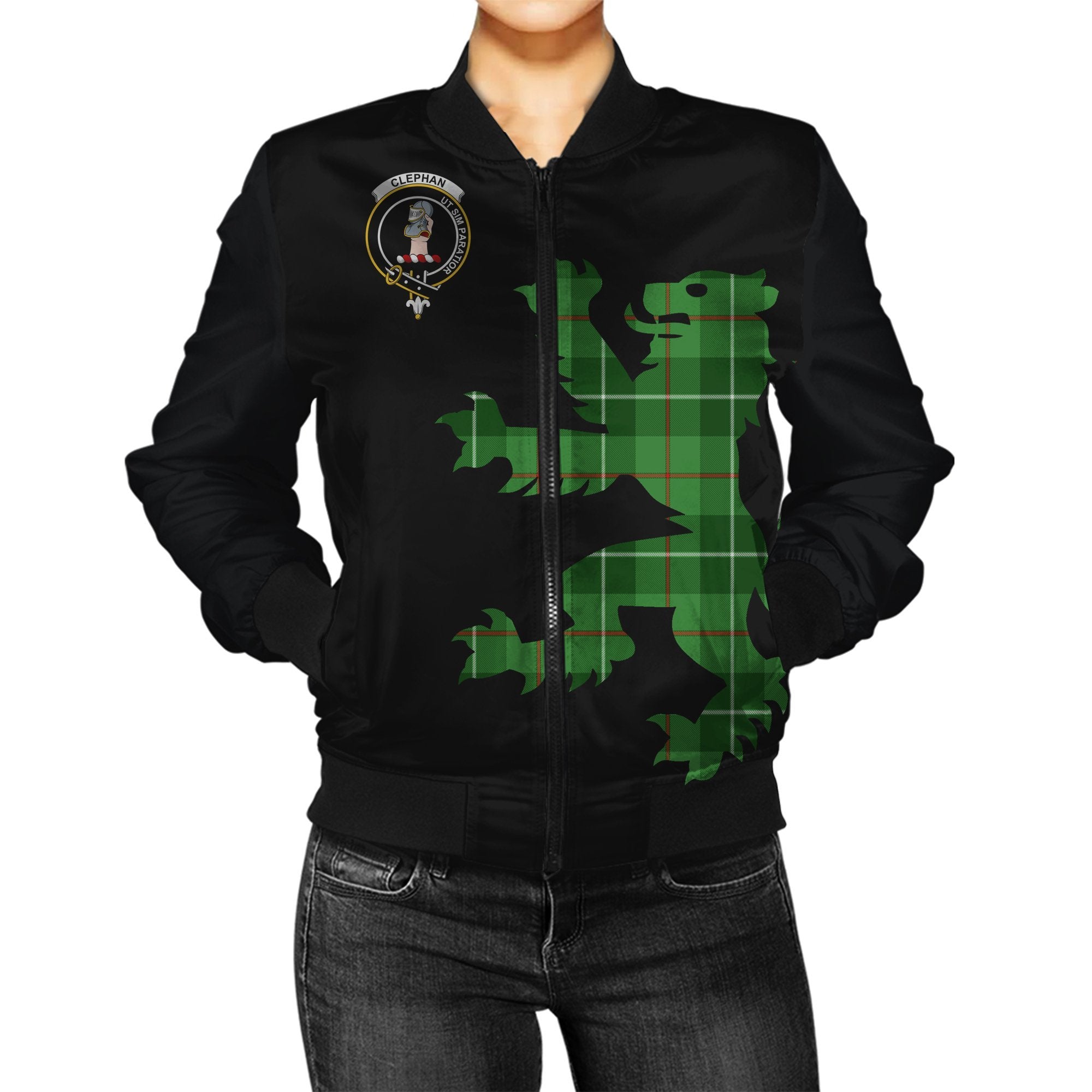 Clephan (or Clephane) Tartan Bomber Jacket Lion & Thistle