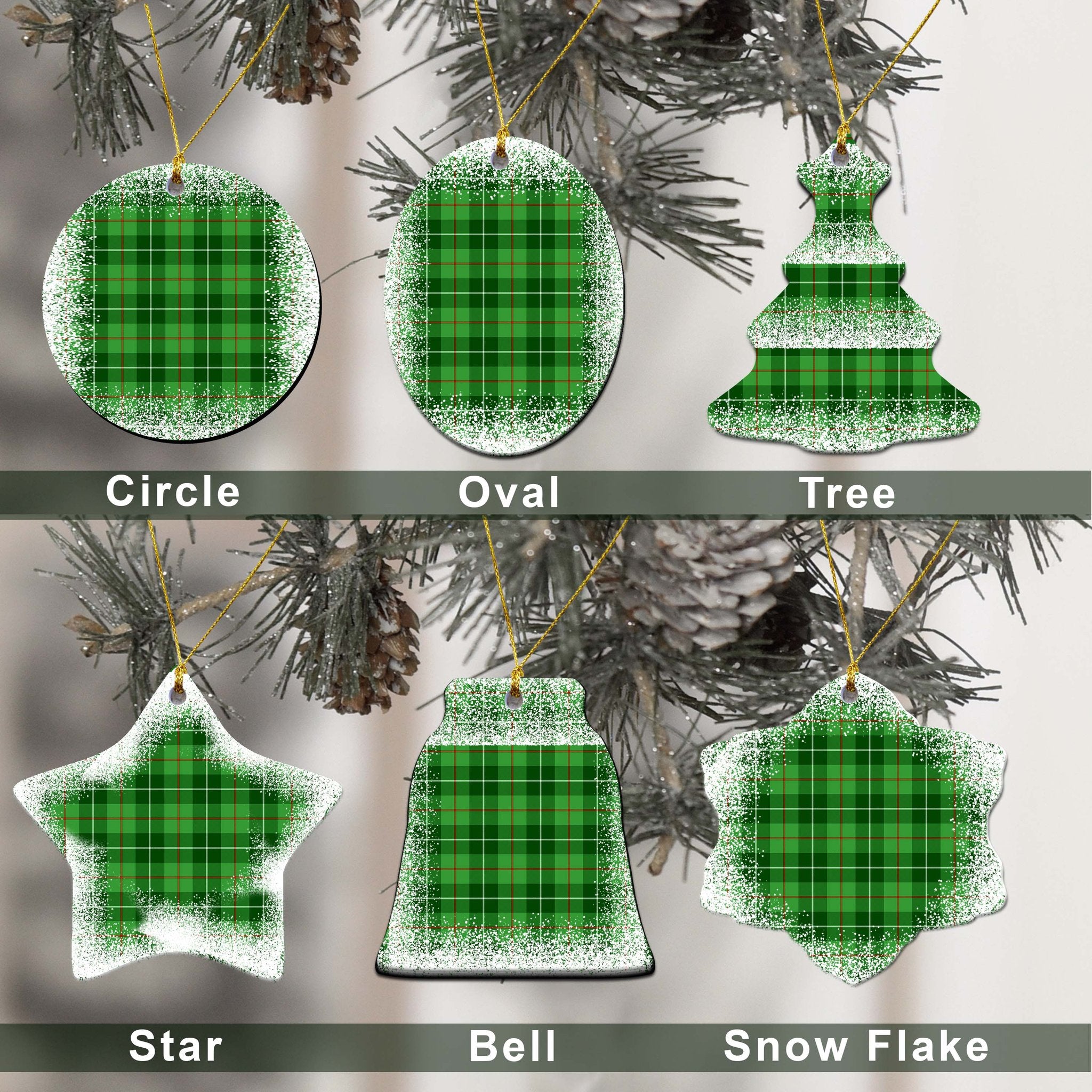 Clephane (or Clephan) Tartan Christmas Ceramic Ornament - Snow Style