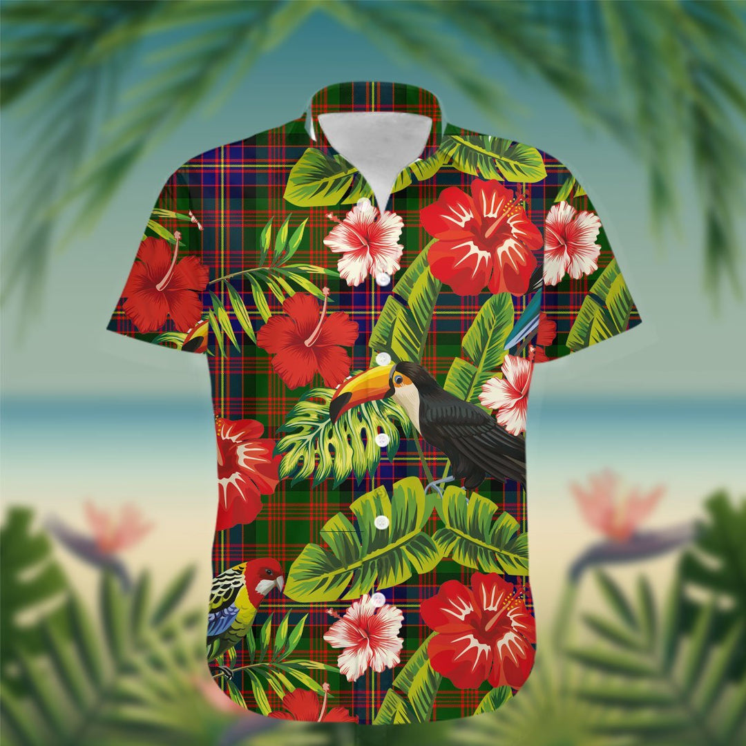 Cochrane Tartan Hawaiian Shirt Hibiscus, Coconut, Parrot, Pineapple - Tropical Garden Shirt