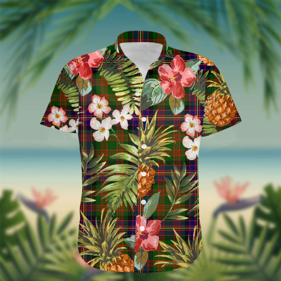 Cochrane Tartan Hawaiian Shirt Hibiscus, Coconut, Parrot, Pineapple - Tropical Garden Shirt