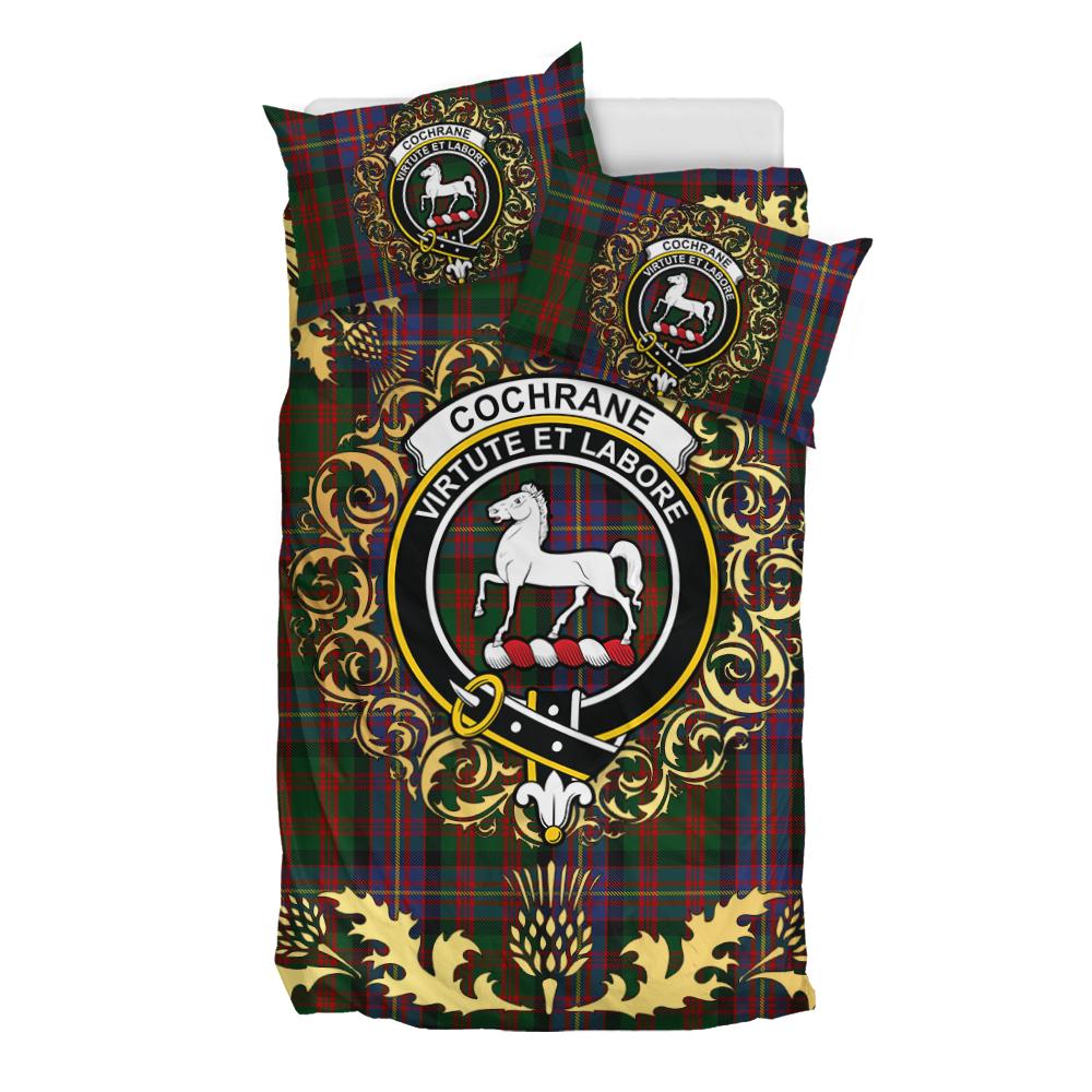 Cochrane 02 Tartan Crest Bedding Set - Golden Thistle Style
