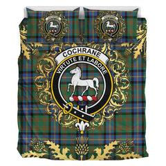 Cochrane Ancient Tartan Crest Bedding Set - Golden Thistle Style