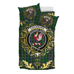 Cockburn 01 Tartan Crest Bedding Set - Golden Thistle Style