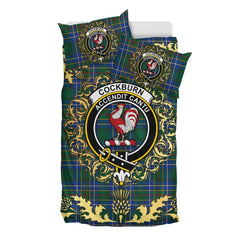 Cockburn Ancient Tartan Crest Bedding Set - Golden Thistle Style