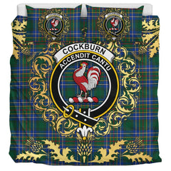 Cockburn Ancient Tartan Crest Bedding Set - Golden Thistle Style