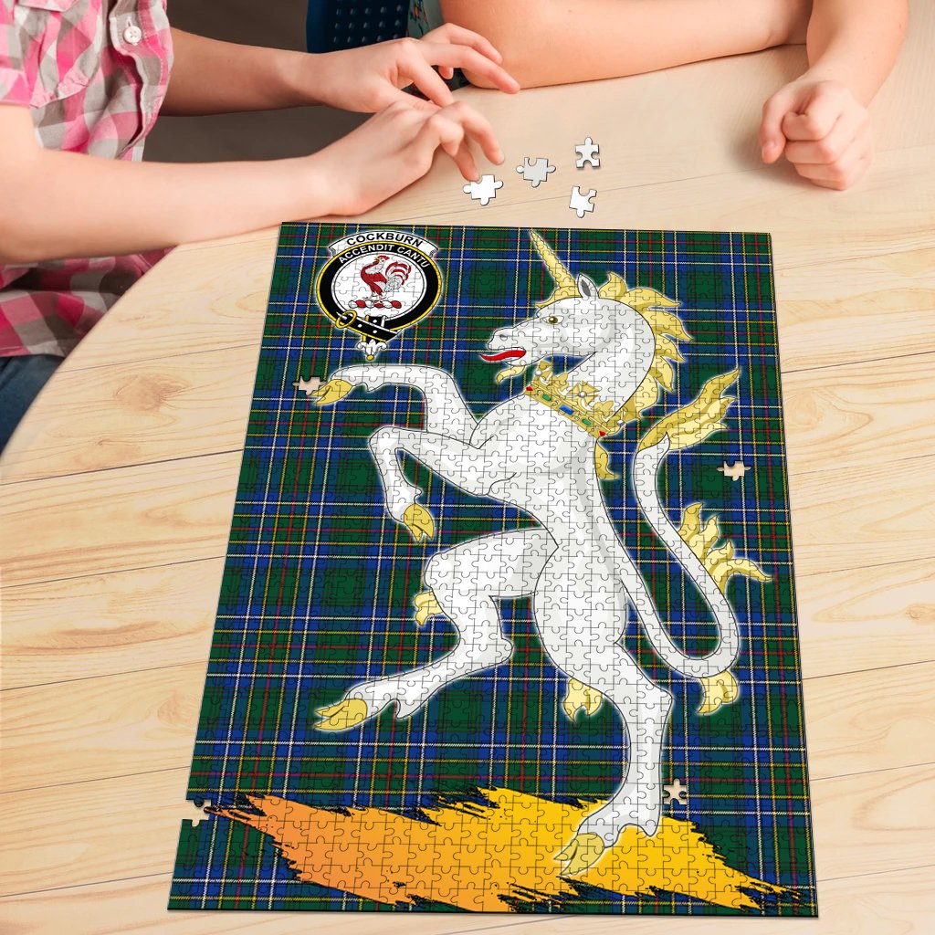 Cockburn Ancient Tartan Crest Unicorn Scotland Jigsaw Puzzles