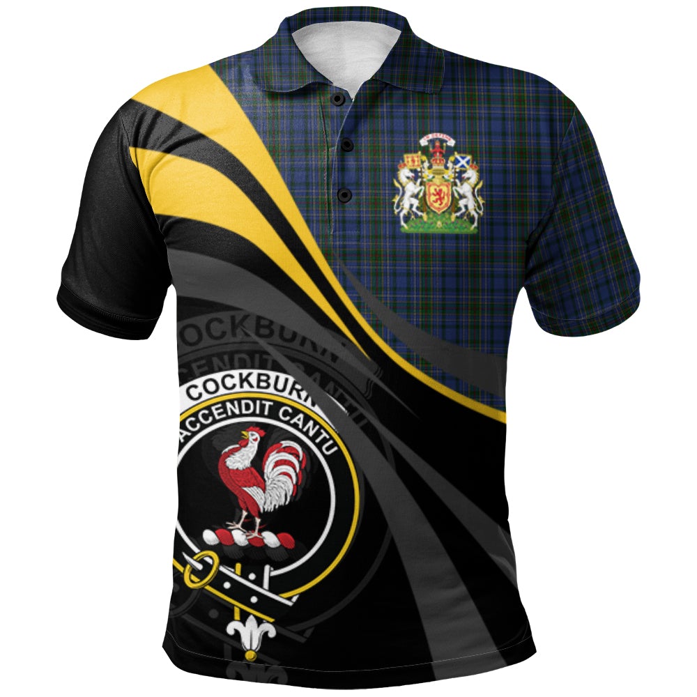 Cockburn Blue Tartan Polo Shirt - Royal Coat Of Arms Style