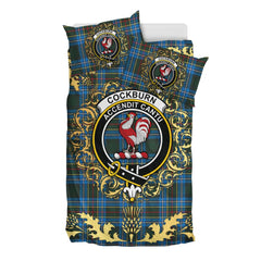 Cockburn Modern Tartan Crest Bedding Set - Golden Thistle Style