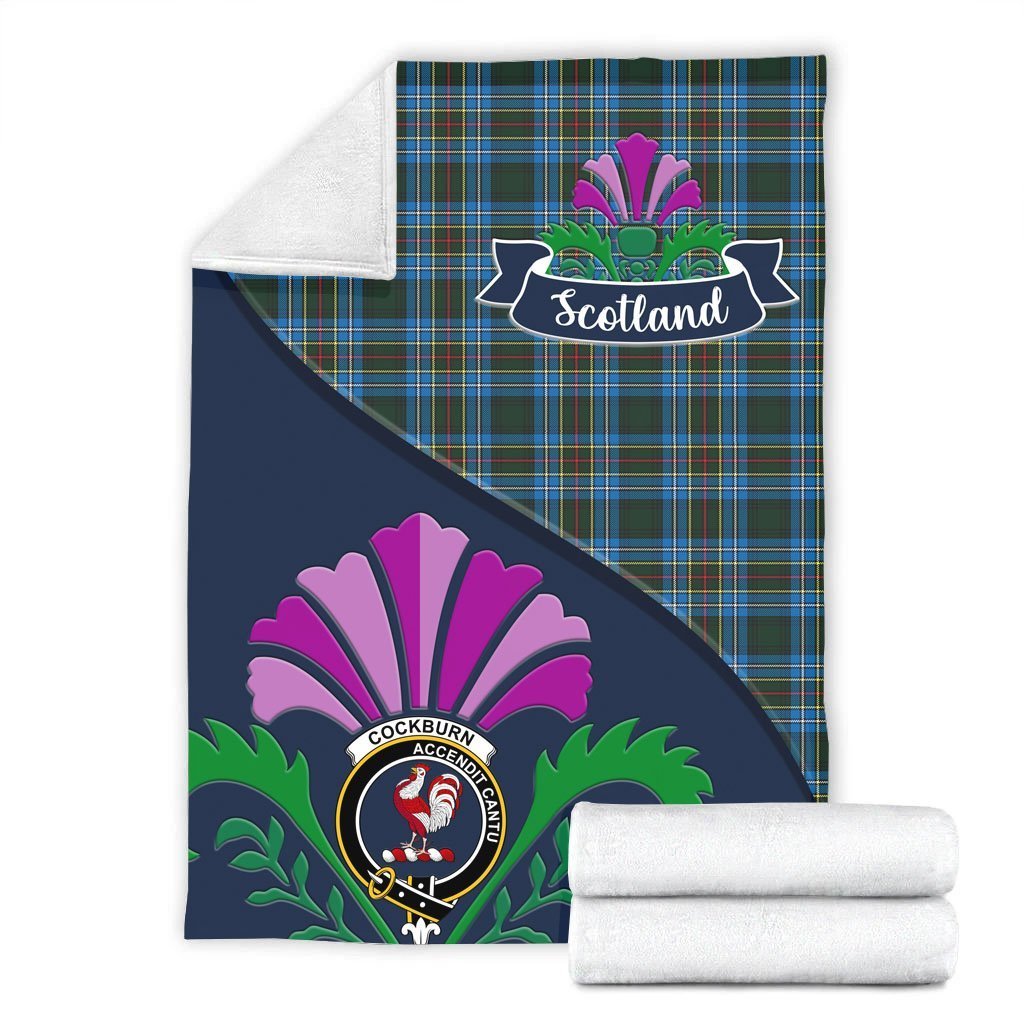 Cockburn Tartan Crest Premium Blanket - Thistle Style