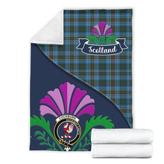 Cockburn Tartan Crest Premium Blanket - Thistle Style