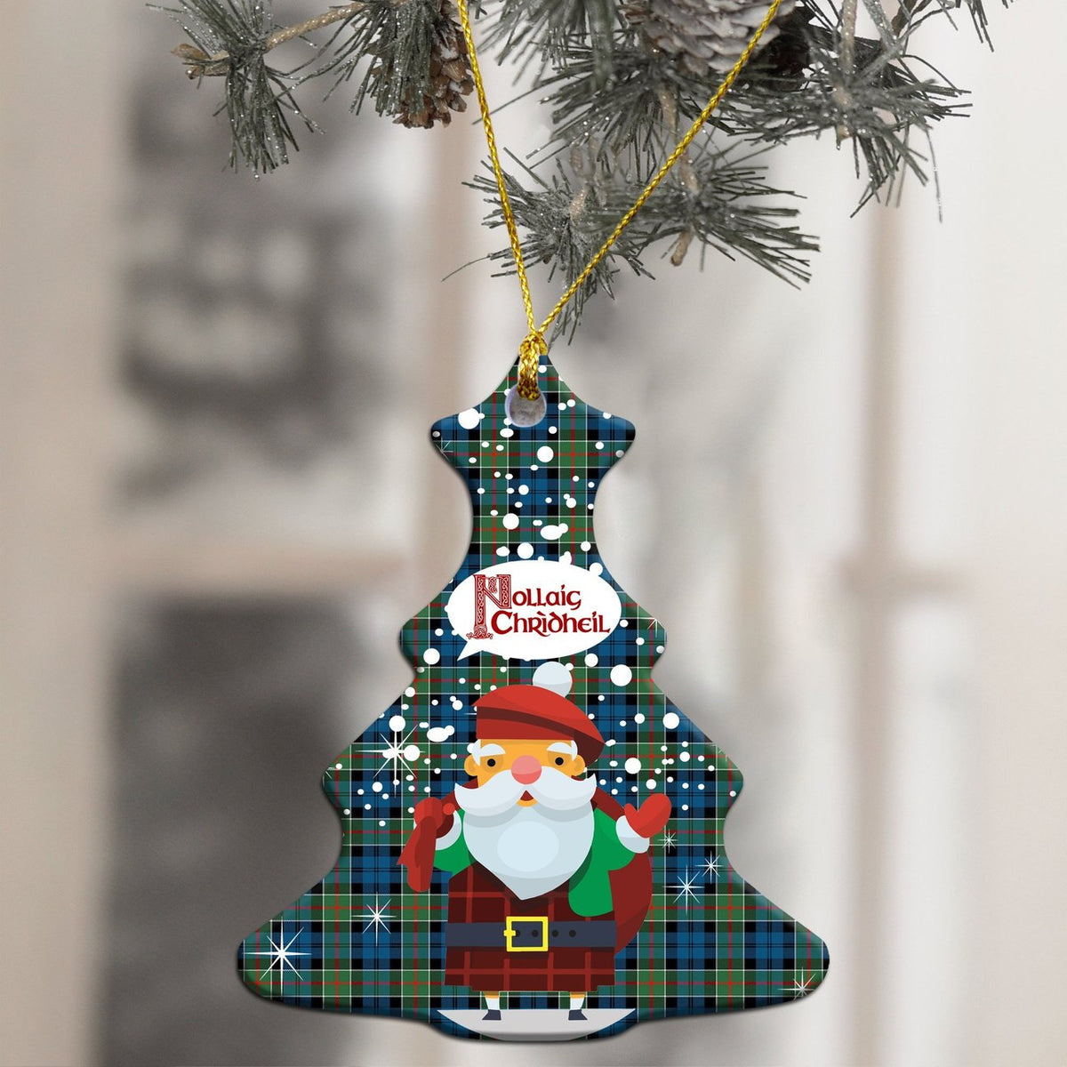 Colquhoun Ancient Tartan Christmas Ceramic Ornament - Santa Style