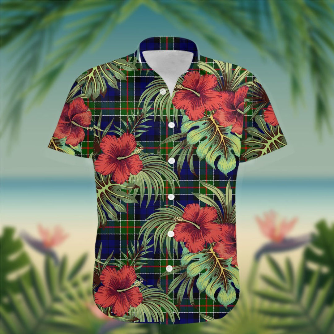 Colquhoun Tartan Hawaiian Shirt Hibiscus, Coconut, Parrot, Pineapple - Tropical Garden Shirt