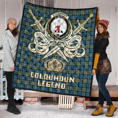 Colquhoun Ancient Tartan Crest Legend Gold Royal Premium Quilt