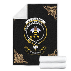 Congilton Crest Tartan Premium Blanket Black