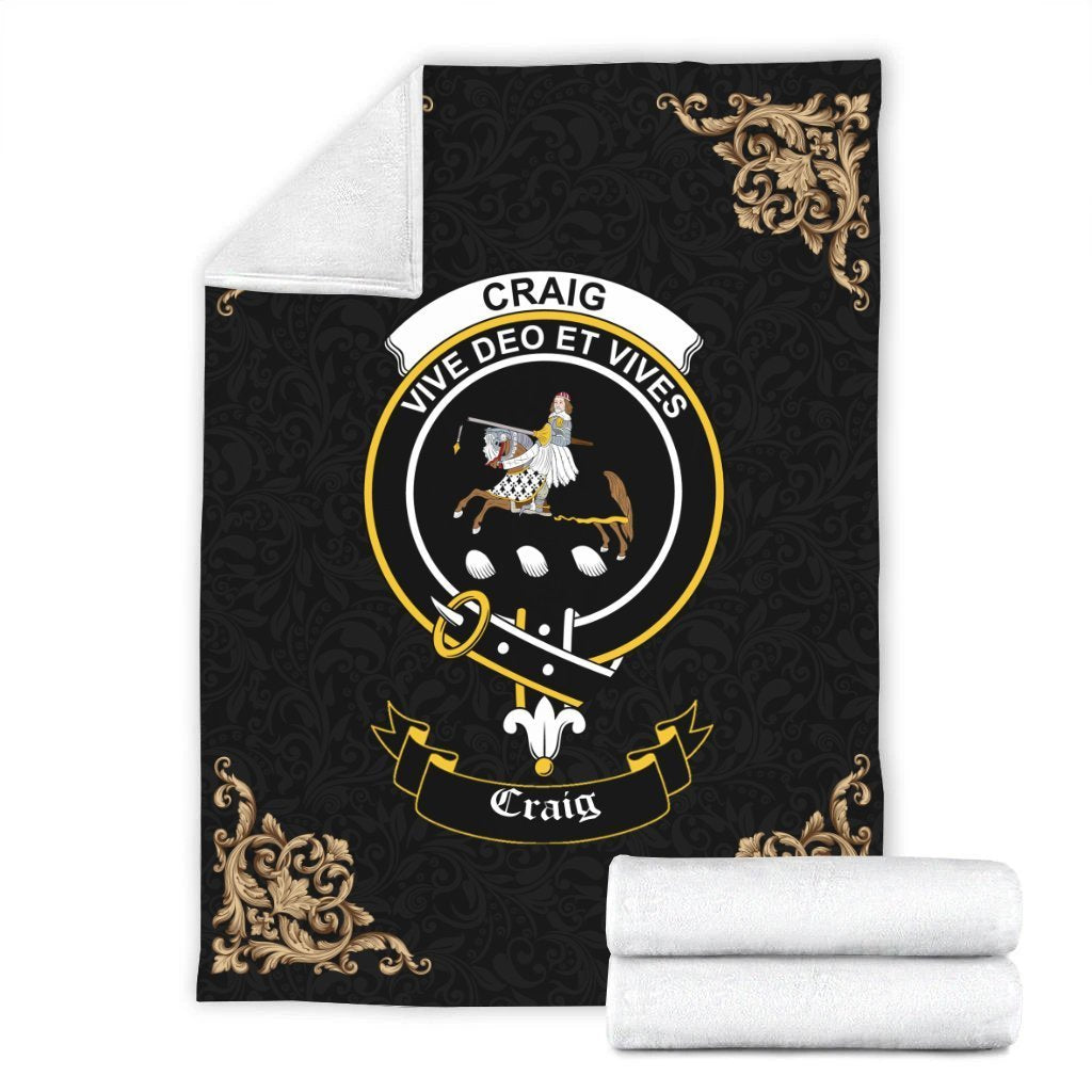 Craig Crest Tartan Premium Blanket Black