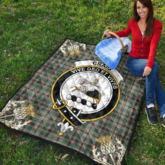 Craig Ancient Tartan Crest Premium Quilt - Gold Thistle Style