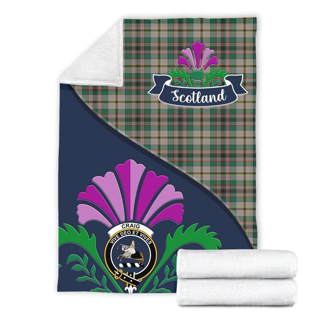 Craig Tartan Crest Premium Blanket - Thistle Style