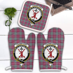 Crawford Ancient Tartan Crest Oven Mitt And Pot Holder (2 Oven Mitts + 1 Pot Holder)