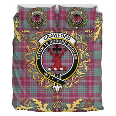 Crawford Ancient Tartan Crest Bedding Set - Golden Thistle Style