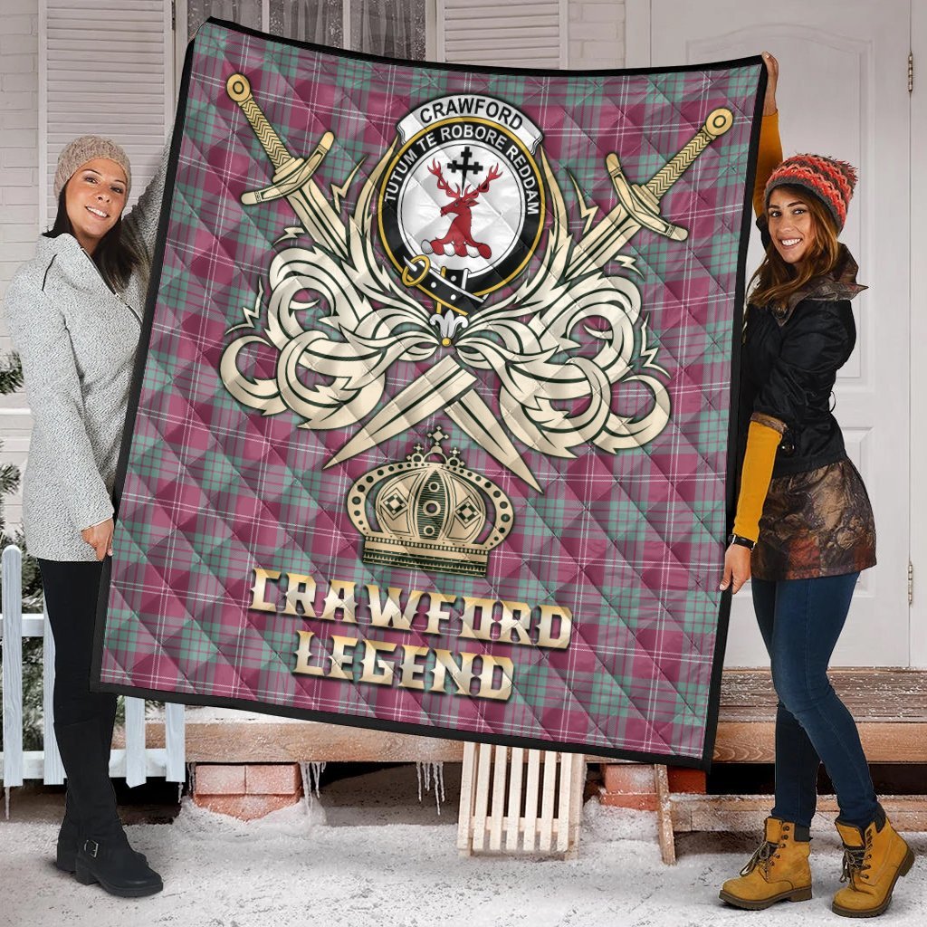 Crawford Ancient Tartan Crest Legend Gold Royal Premium Quilt