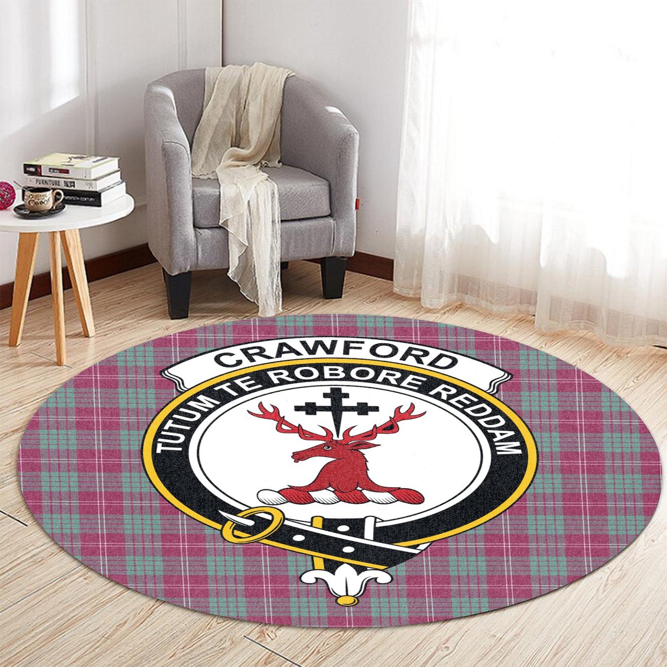 Crawford Ancient Tartan Crest Round Rug