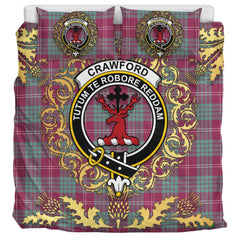 Crawford Ancient Tartan Crest Bedding Set - Golden Thistle Style