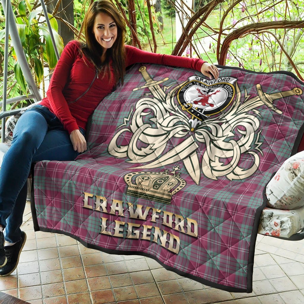 Crawford Ancient Tartan Crest Legend Gold Royal Premium Quilt