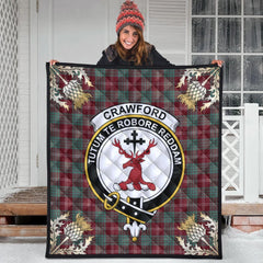 Crawford Modern Tartan Crest Premium Quilt - Gold Thistle Style